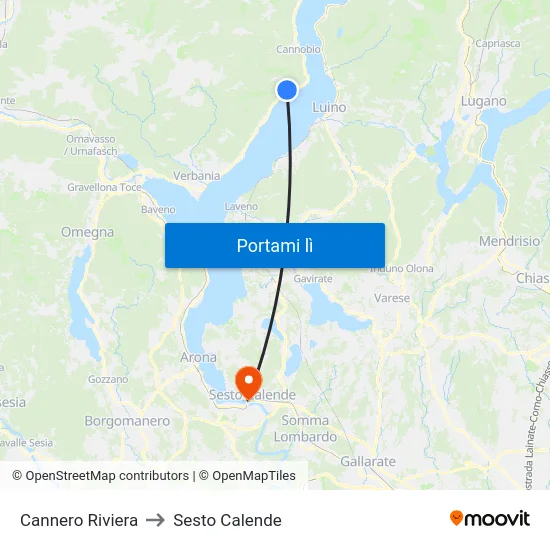 Cannero Riviera to Sesto Calende map