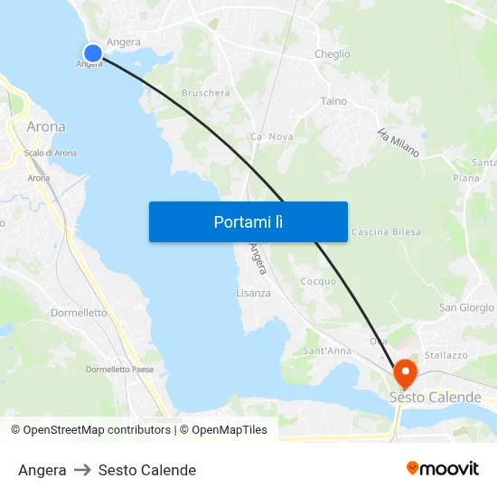 Angera to Sesto Calende map