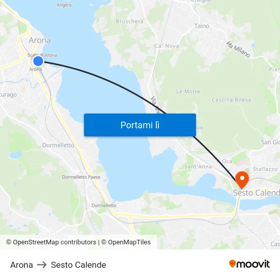 Arona to Sesto Calende map