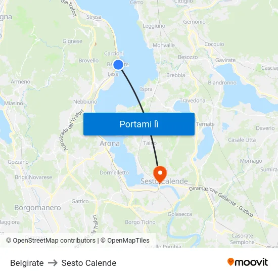 Belgirate to Sesto Calende map
