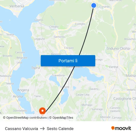 Cassano Valcuvia to Sesto Calende map