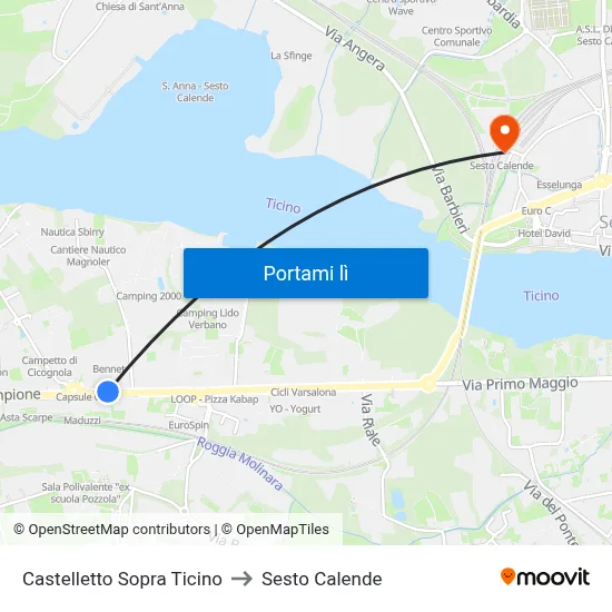 Castelletto Sopra Ticino to Sesto Calende map