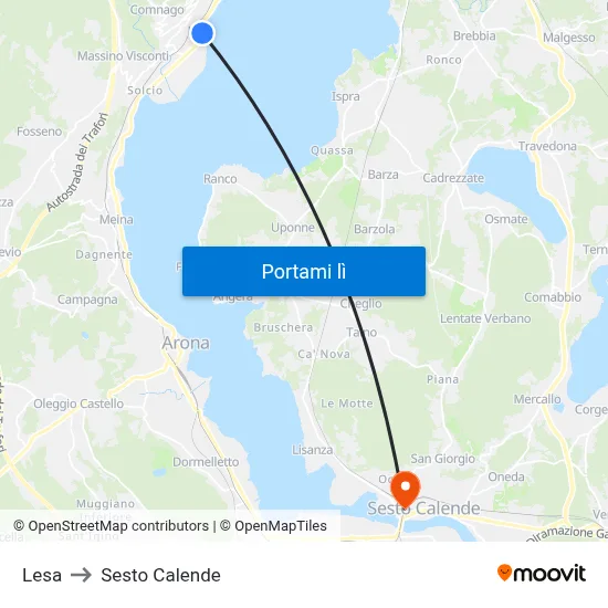 Lesa to Sesto Calende map