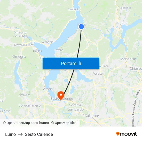 Luino to Sesto Calende map
