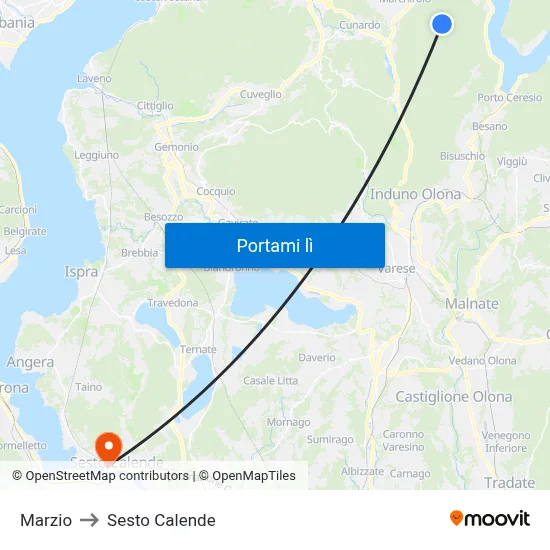 Marzio to Sesto Calende map