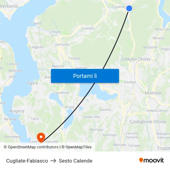 Cugliate-Fabiasco to Sesto Calende map