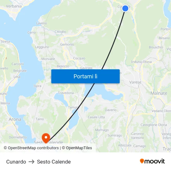 Cunardo to Sesto Calende map