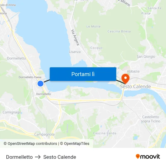 Dormelletto to Sesto Calende map