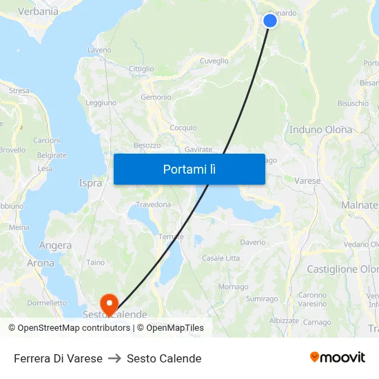 Ferrera Di Varese to Sesto Calende map
