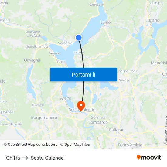 Ghiffa to Sesto Calende map