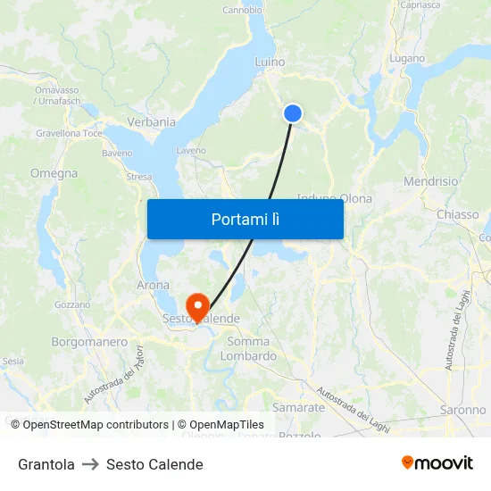 Grantola to Sesto Calende map