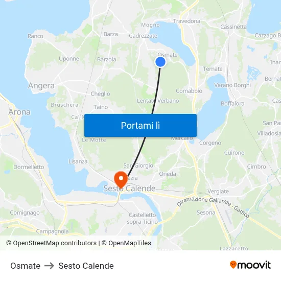 Osmate to Sesto Calende map