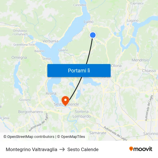 Montegrino Valtravaglia to Sesto Calende map