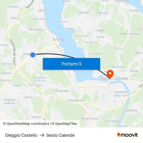 Oleggio Castello to Sesto Calende map