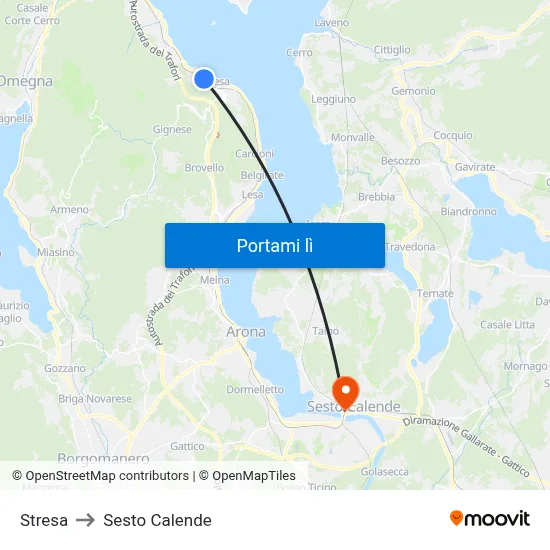 Stresa to Sesto Calende map