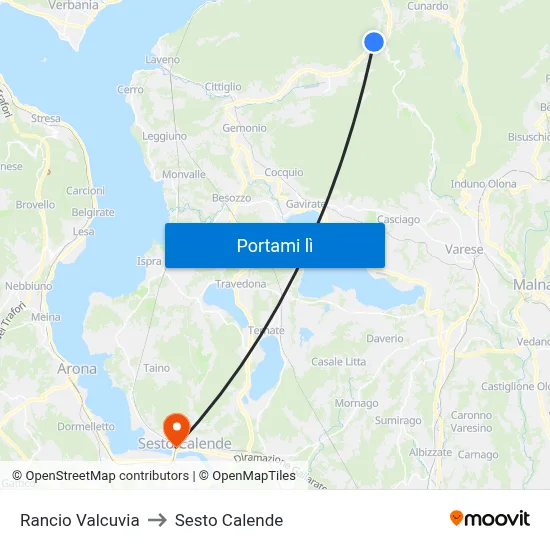 Rancio Valcuvia to Sesto Calende map