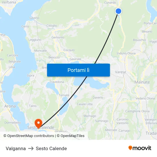 Valganna to Sesto Calende map