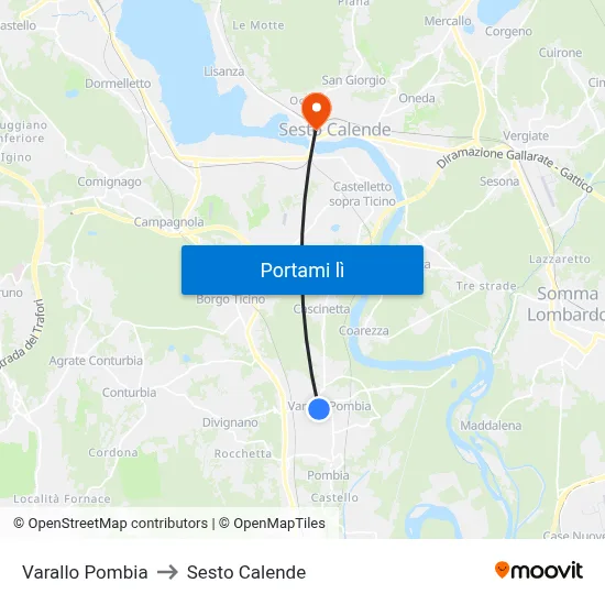 Varallo Pombia to Sesto Calende map