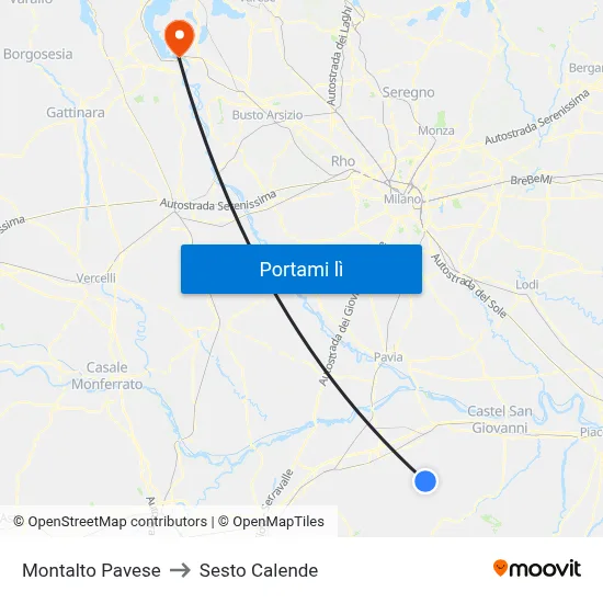 Montalto Pavese to Sesto Calende map