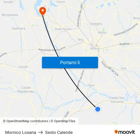 Mornico Losana to Sesto Calende map
