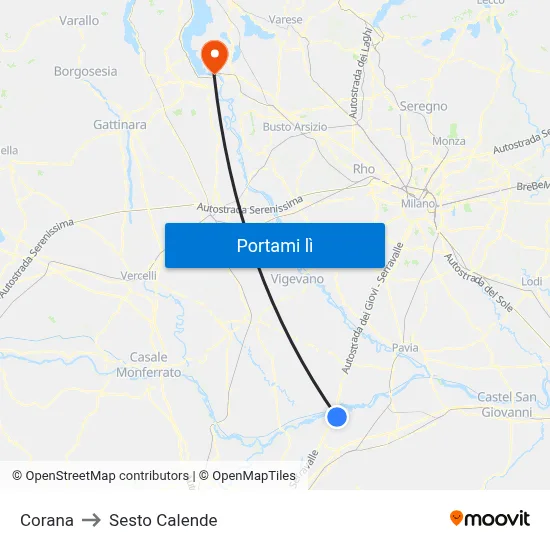 Corana to Sesto Calende map