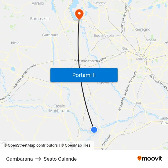 Gambarana to Sesto Calende map