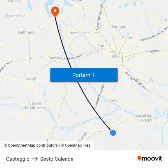 Casteggio to Sesto Calende map