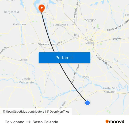 Calvignano to Sesto Calende map