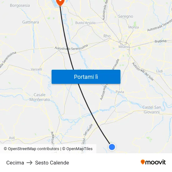 Cecima to Sesto Calende map