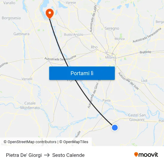 Pietra De' Giorgi to Sesto Calende map