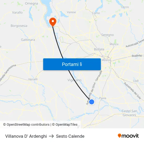 Villanova D' Ardenghi to Sesto Calende map