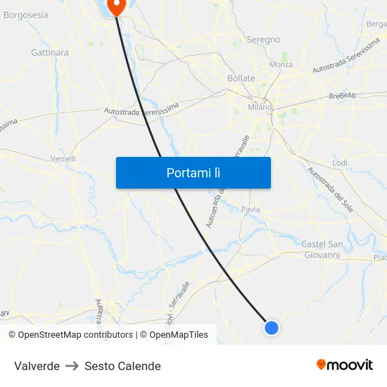 Valverde to Sesto Calende map