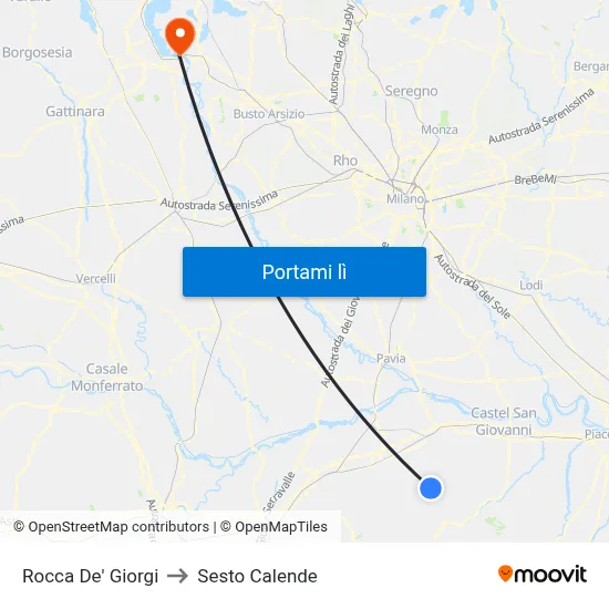 Rocca De' Giorgi to Sesto Calende map