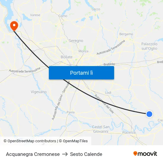 Acquanegra Cremonese to Sesto Calende map