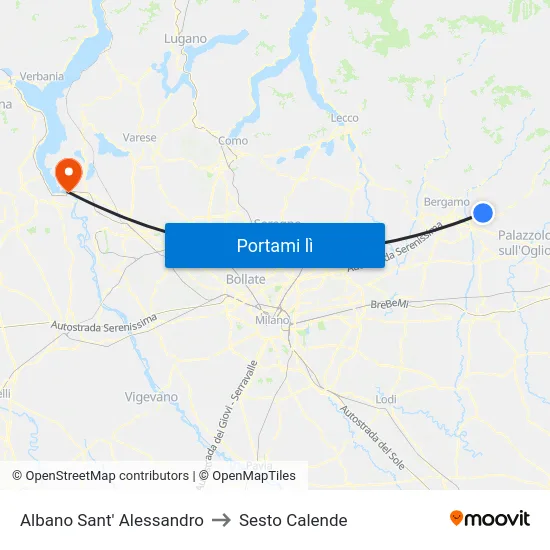 Albano Sant' Alessandro to Sesto Calende map