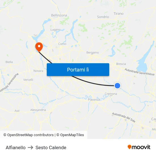 Alfianello to Sesto Calende map