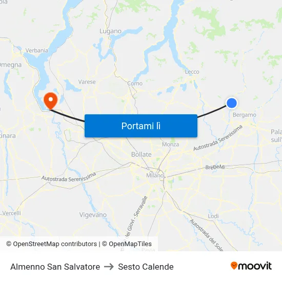 Almenno San Salvatore to Sesto Calende map