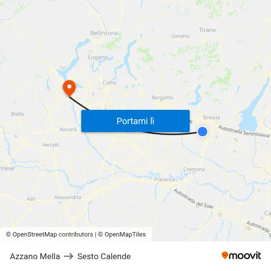 Azzano Mella to Sesto Calende map