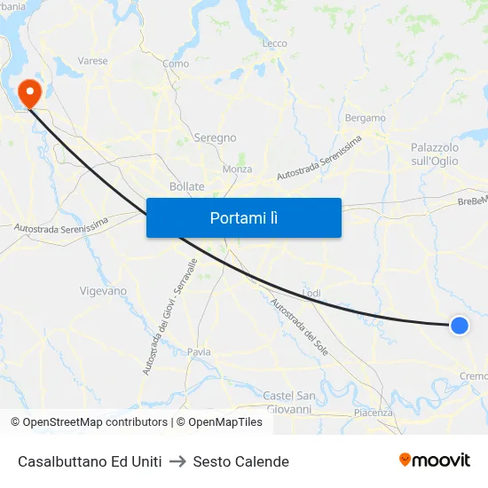 Casalbuttano Ed Uniti to Sesto Calende map
