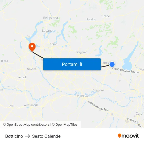 Botticino to Sesto Calende map