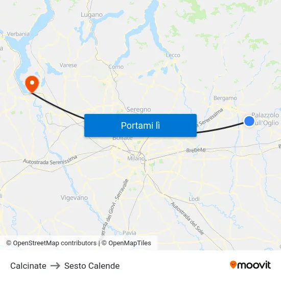Calcinate to Sesto Calende map