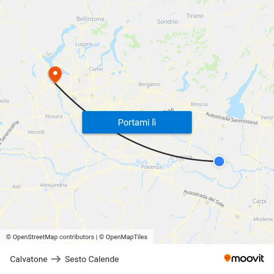 Calvatone to Sesto Calende map
