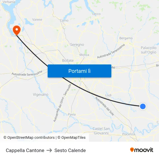 Cappella Cantone to Sesto Calende map