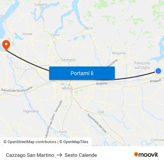 Cazzago San Martino to Sesto Calende map