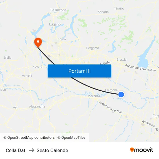 Cella Dati to Sesto Calende map