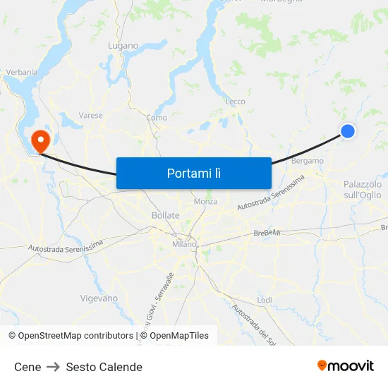 Cene to Sesto Calende map