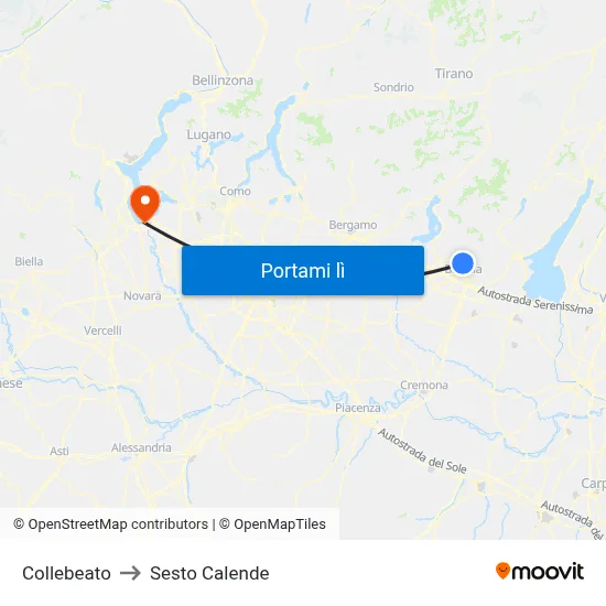 Collebeato to Sesto Calende map