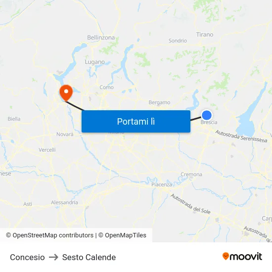 Concesio to Sesto Calende map