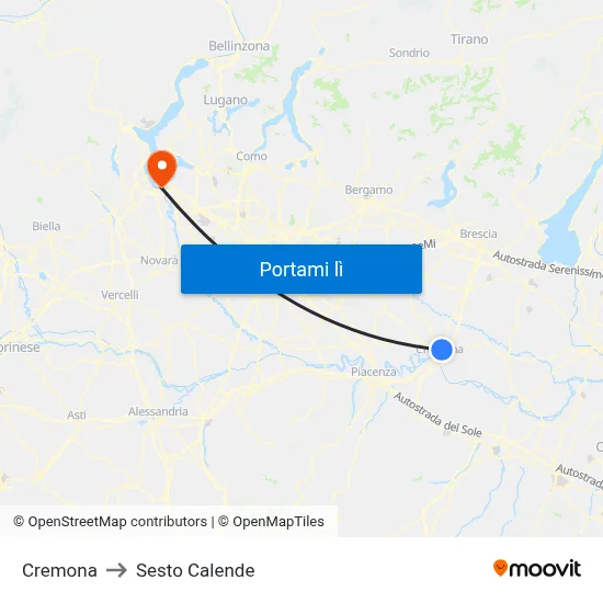 Cremona to Sesto Calende map