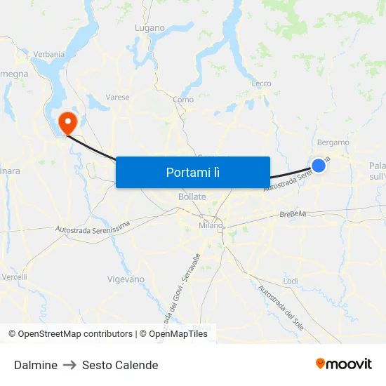 Dalmine to Sesto Calende map